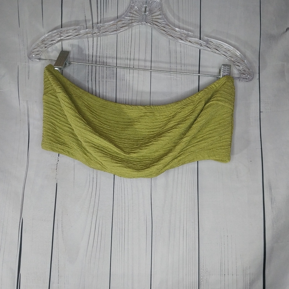 Fashion Nova Textured Olive Boho Tube Top NWT